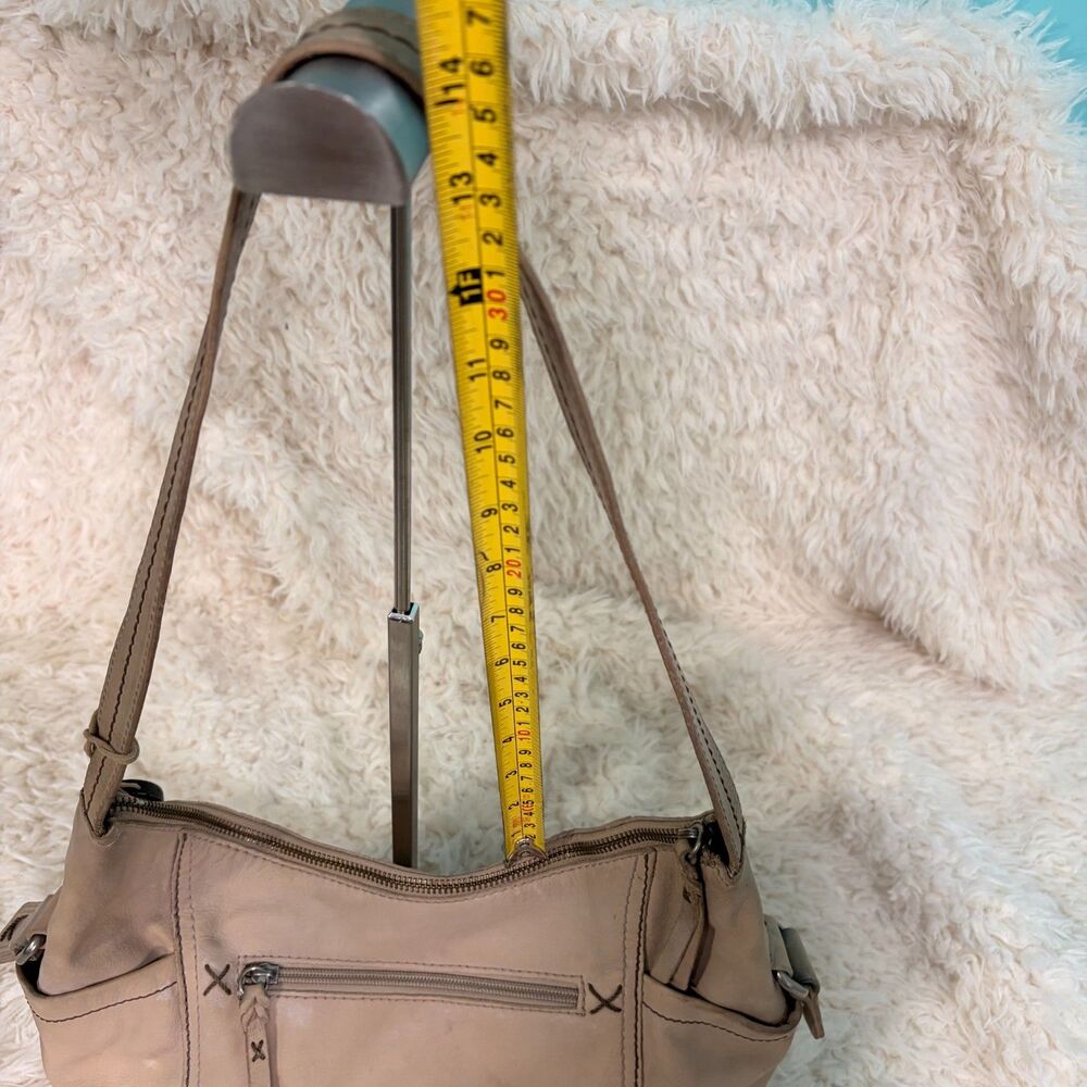 The Sak Leather Shoulder Bag Beige Purple Suede Bottom Stripe Hobo Purse Vintage - Picture 12 of 14